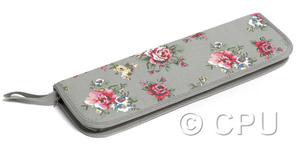 Grey with Floral Design Knitting Pin Case 