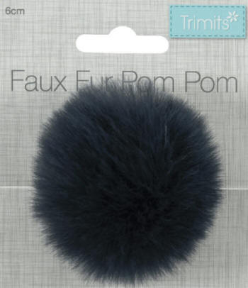 Navy Faux Fur 6cm PomPom