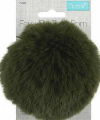 Khaki Faux Fur 11cm PomPom