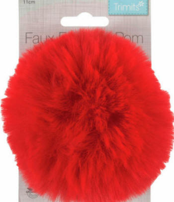Red Faux Fur 11cm PomPom