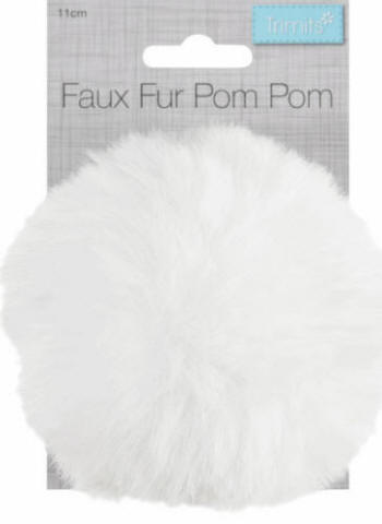 White Faux Fur 11cm PomPom