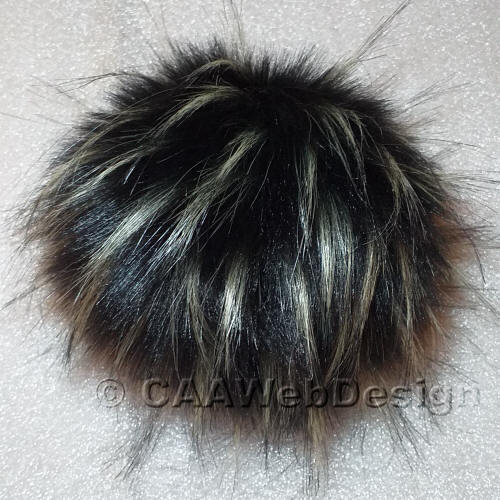 Black & Cream Faux Fur 15cm PomPom