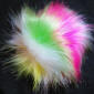 12cm Cerise, Green, Yellow, White Faux Fur PomPom