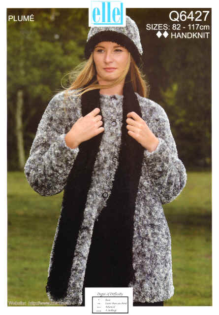 ladies furry jacket, scarf and hat