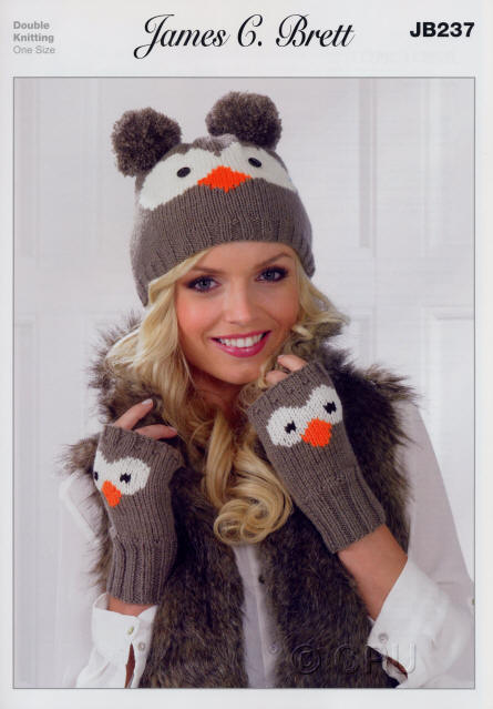 Ladies Novelty Hat & Gloves - Owl