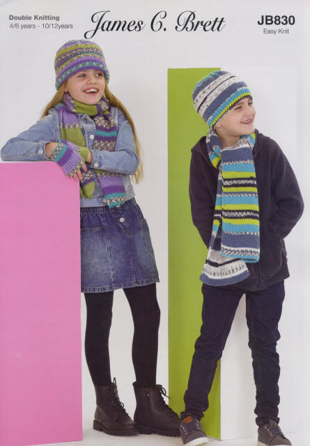 Colours shown are shades G16 & G08 - Beanie, Rib Scarf, Moss-St Hat, Moss-St Scarf, Wrist Warmers