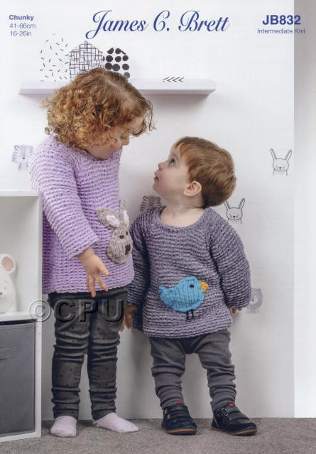 Knitted Sweater with Bird or Rabbit Motif