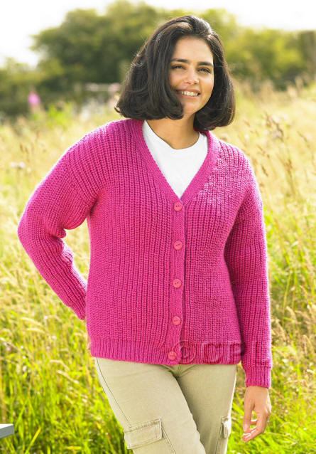 Ladies Cardigan in shade AL25 - Raspberry