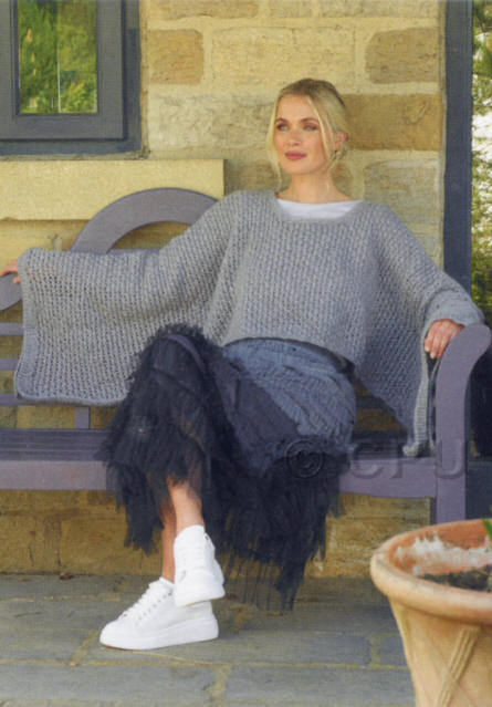 Adults Cover Up Poncho with large sleeves in Elegance DK Stylish (EG09) which is a grey colour