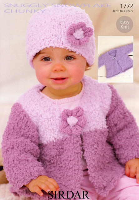 Colours shown are shades 632 - Berry (one colour garment), 637 - Cuddle Plum, 636 - Rosy Cheeks and 254 - Clover (DK)