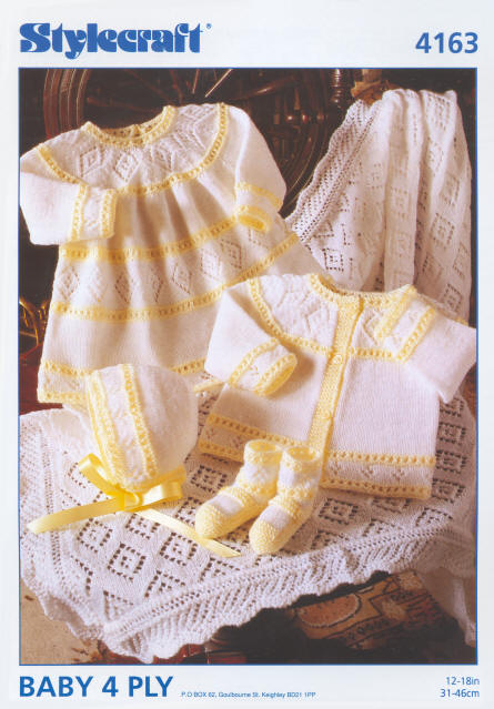 Dress, Cardigan, Bonnet, Bootees, Shawl