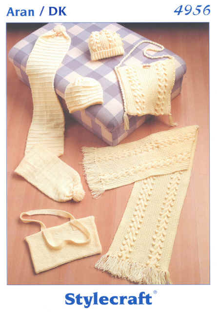 Bag, Hat and Scarf in Double Knit or Aran