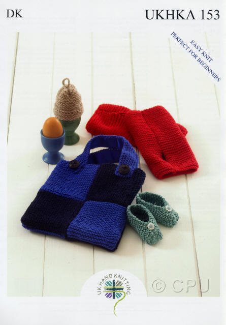 Knitted Baby Shoes, Egg Cosy, Wrist Warmers & Bag
