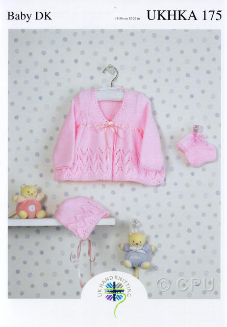 Knitted Matinee Coat, Bonnet and Bootees