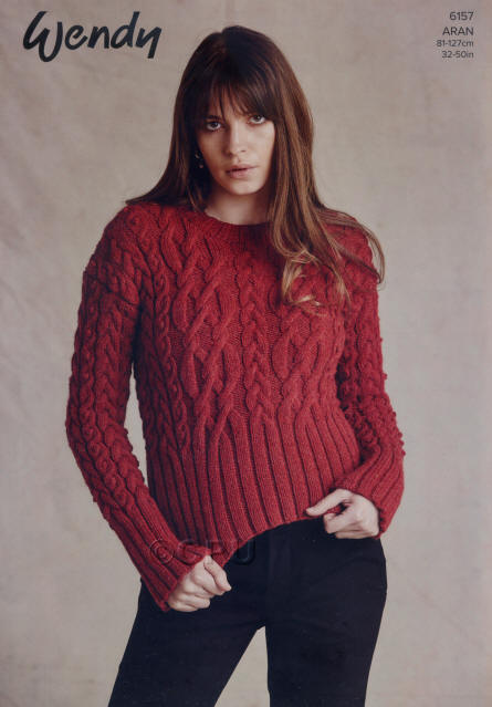 Knitted Ladies Crop Sweater - Colour shown is Poppy (5507)