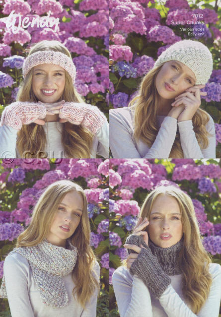 Knitted Ladies Scarf, Hat, Headband, Wrist Warmers and Polo Neck