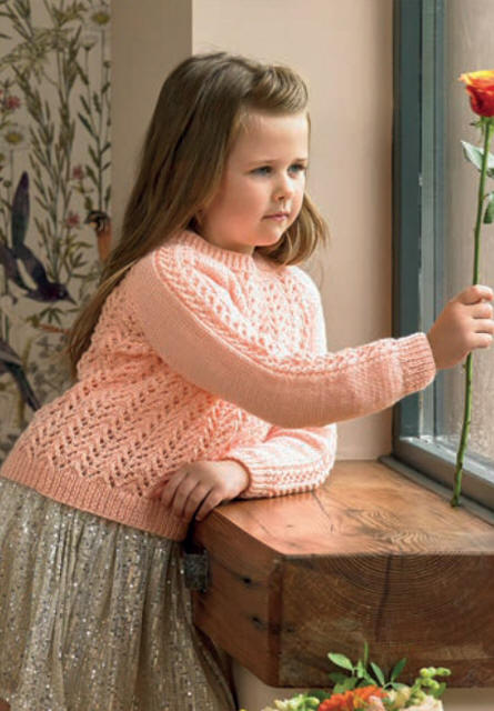 Knitted Girls Sweater in Peach WD41