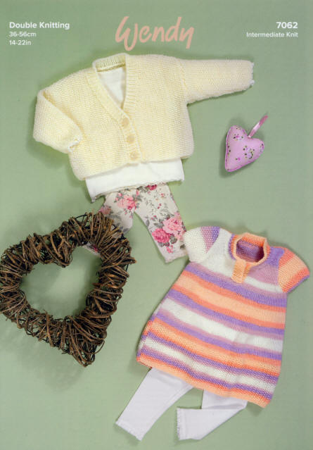 Knitted Dress in Wendy Giggles DK Surprise (WG19) and Knitted Cardigan in Wendy Supreme DK Cream (WD02) 