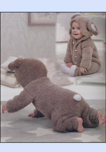 Knitted Bunny Onesie showning tail